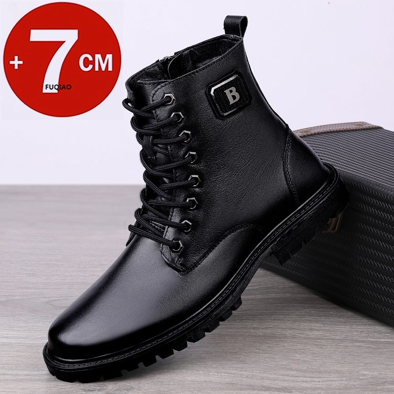 Men Shoes Formal - Męskie buty na koturnie ze skóry
