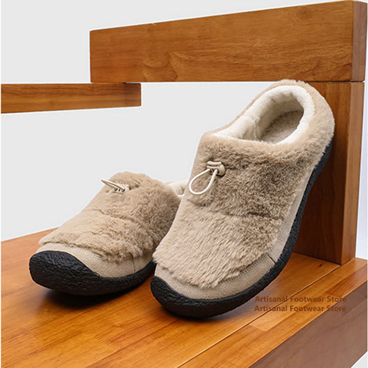 Men Shoes Online - Ciepłe pluszowe kapcie typu mules z
