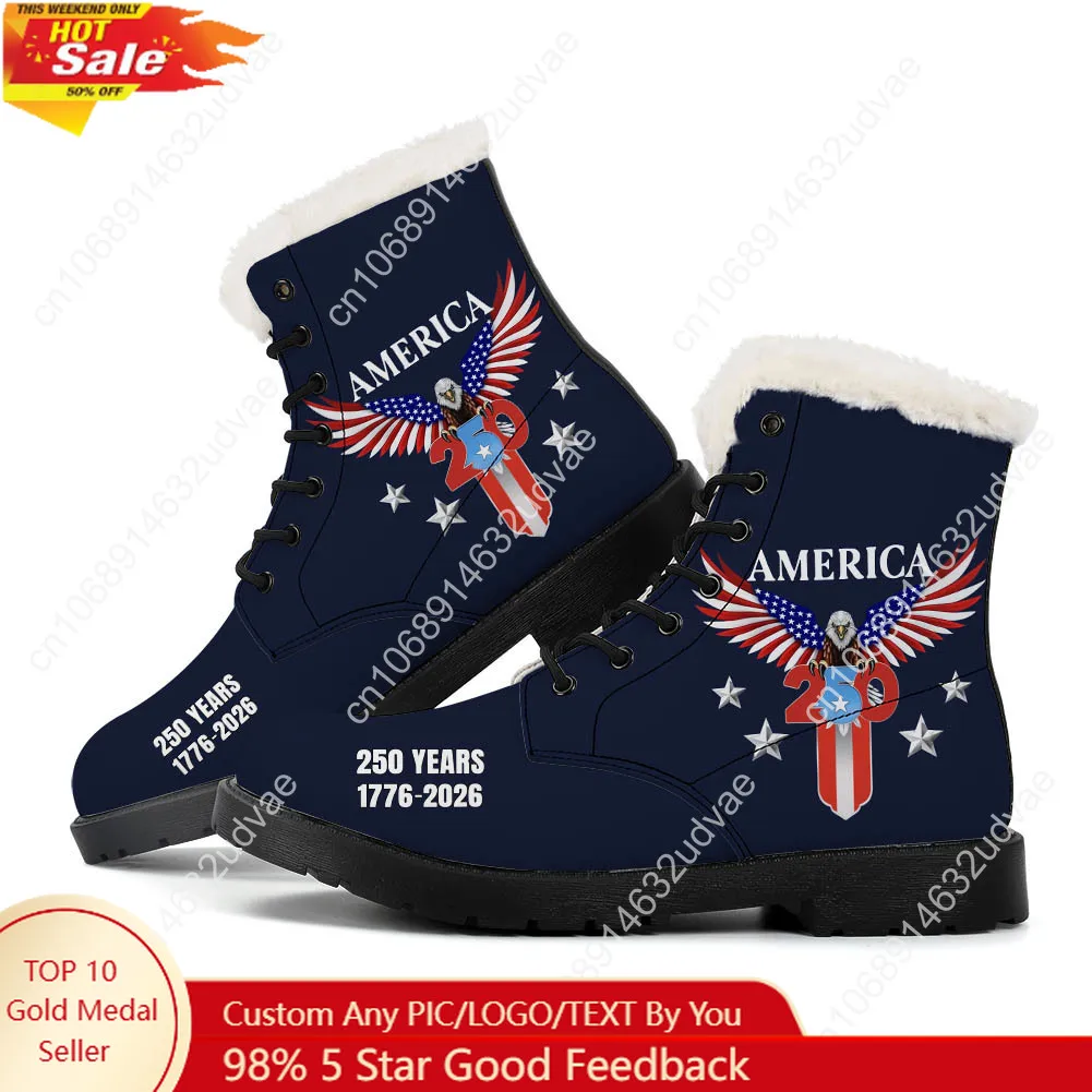 Men'S Shoes No Laces - Ameryka 250. rocznica 1776-2026 Pluszowe Botki