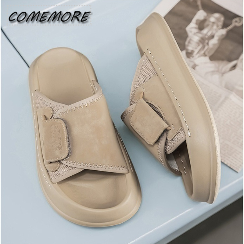 Men Shoes Velcro - Comemore Męskie Klapki na Grubej Podeszwie