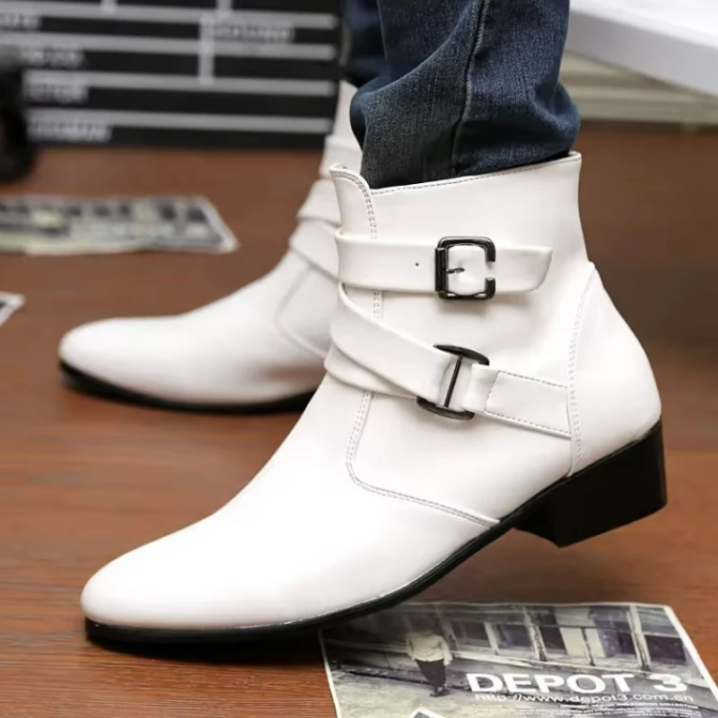 Men Shoes Formal - Nowe męskie buty skórzane Chelsea, wysokie,