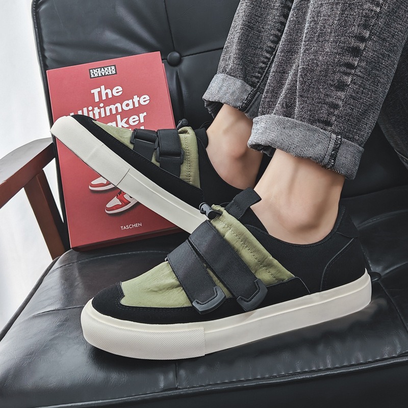Men Shoes Velcro - Męskie klasyczne trampki na płótnie, lekkie