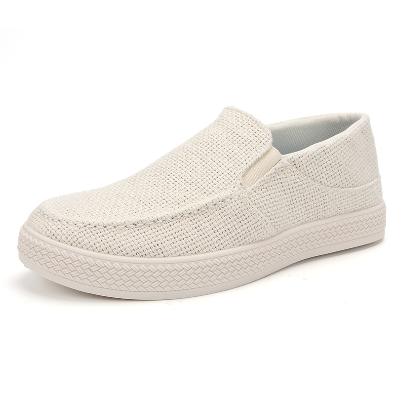 Men Shoes Everyday - Męskie lniane wsuwane mokasyny z oddychającą,