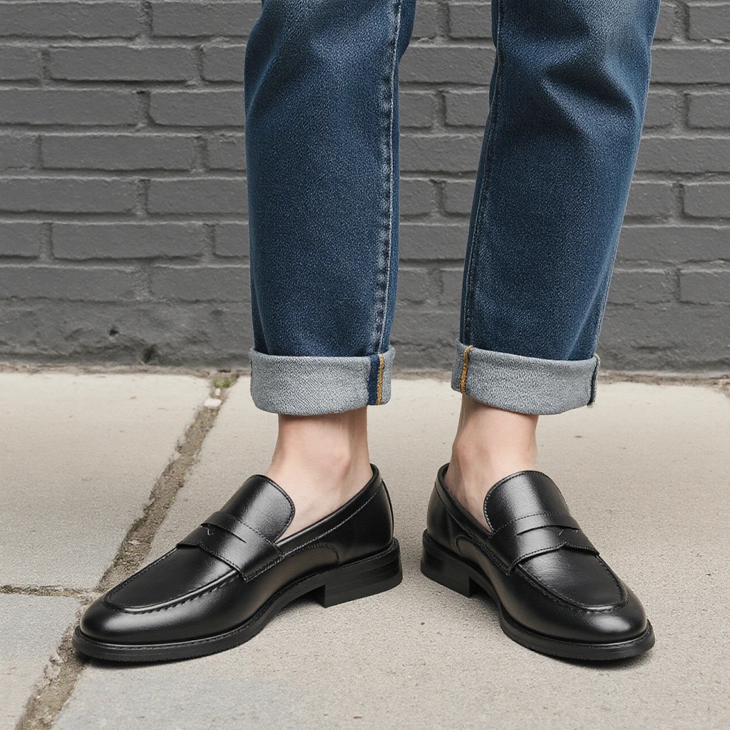 Męskie czarne mokasyny penny,  – Men Shoes For Office Work recenzja i cena