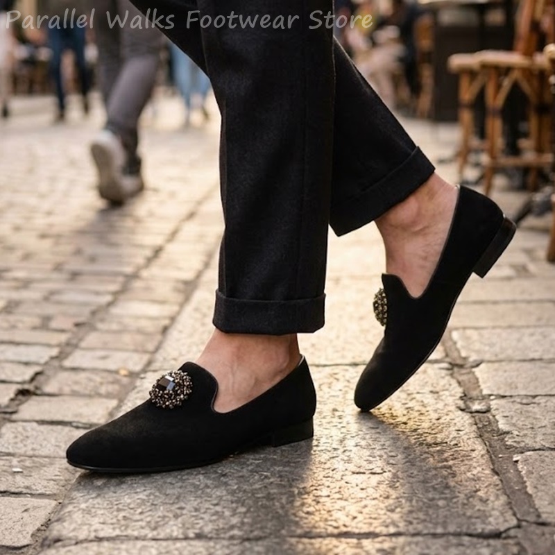 Męskie zamszowe mokasyny z ozd – Men Shoes Formal recenzja i cena