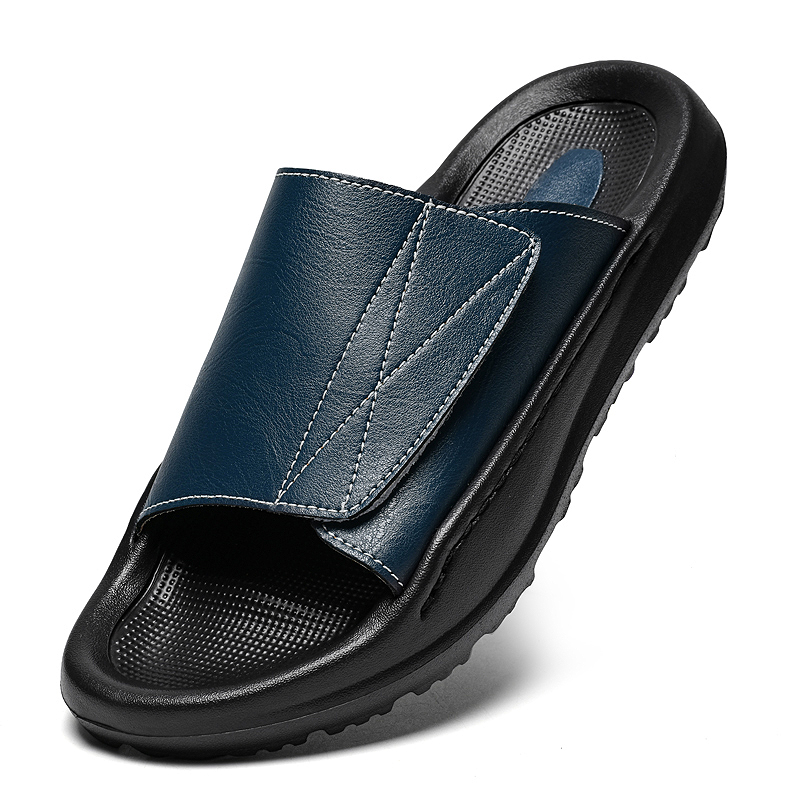 Skórzane klapki męskie Easy-to – Men Shoes Velcro recenzja i cena