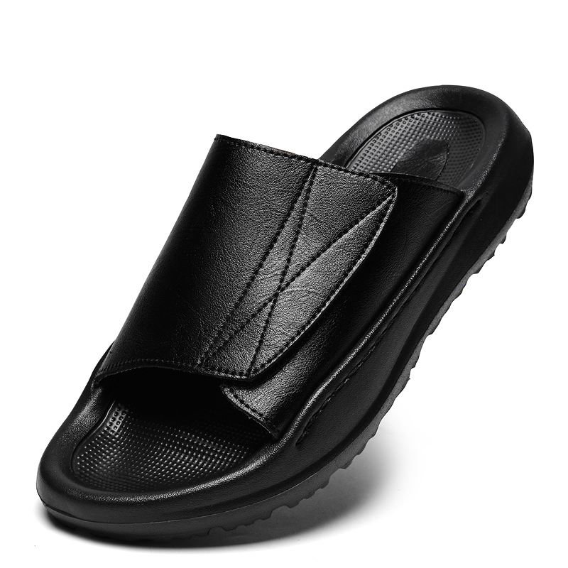Skórzane klapki męskie Easy-to – Men Shoes Velcro recenzja i cena