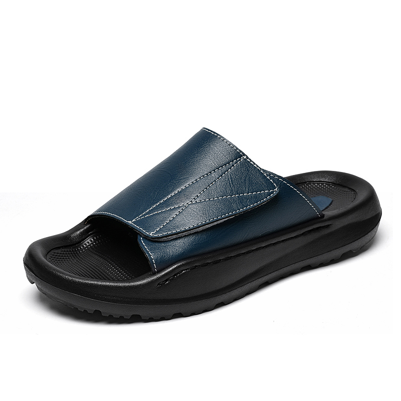 Skórzane klapki męskie Easy-to – Men Shoes Velcro recenzja i cena