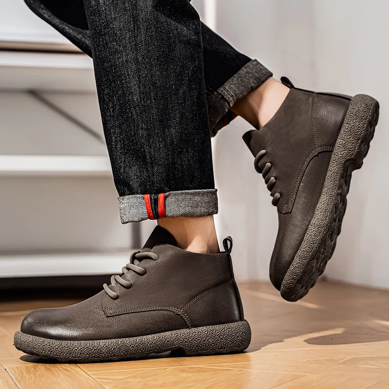 Męskie botki do kostki, brązow – Men Shoes Trends recenzja i cena