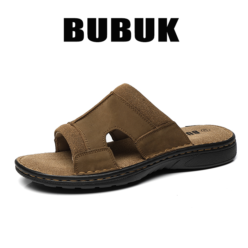 Męskie skórzane klapki Bubuk d – Men Shoes Velcro recenzja i cena